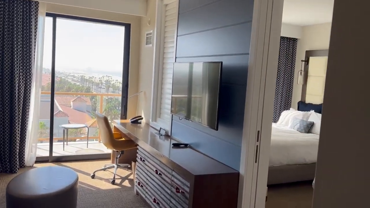 A family suite interior at the Waterfront Beach Resort. 