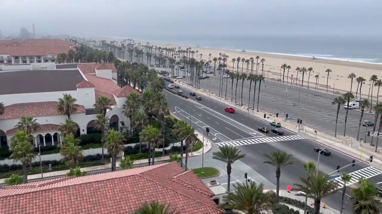 A view of the beach and ocean from our room at the Waterfront Resort. 